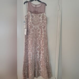Alex Evenings Women's Ivory Blush Lace Gown
